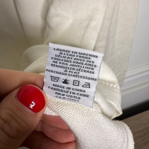 Alashan Cotton Cashmere Fitted Cream Crewneck Sweater Womens Small - Picture 4 of 7